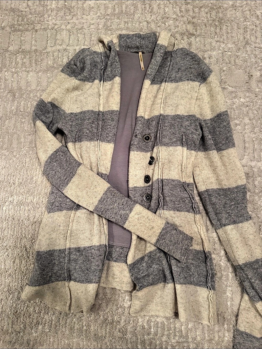 Free People We The Free Button Collection Cardi Gray & Cream